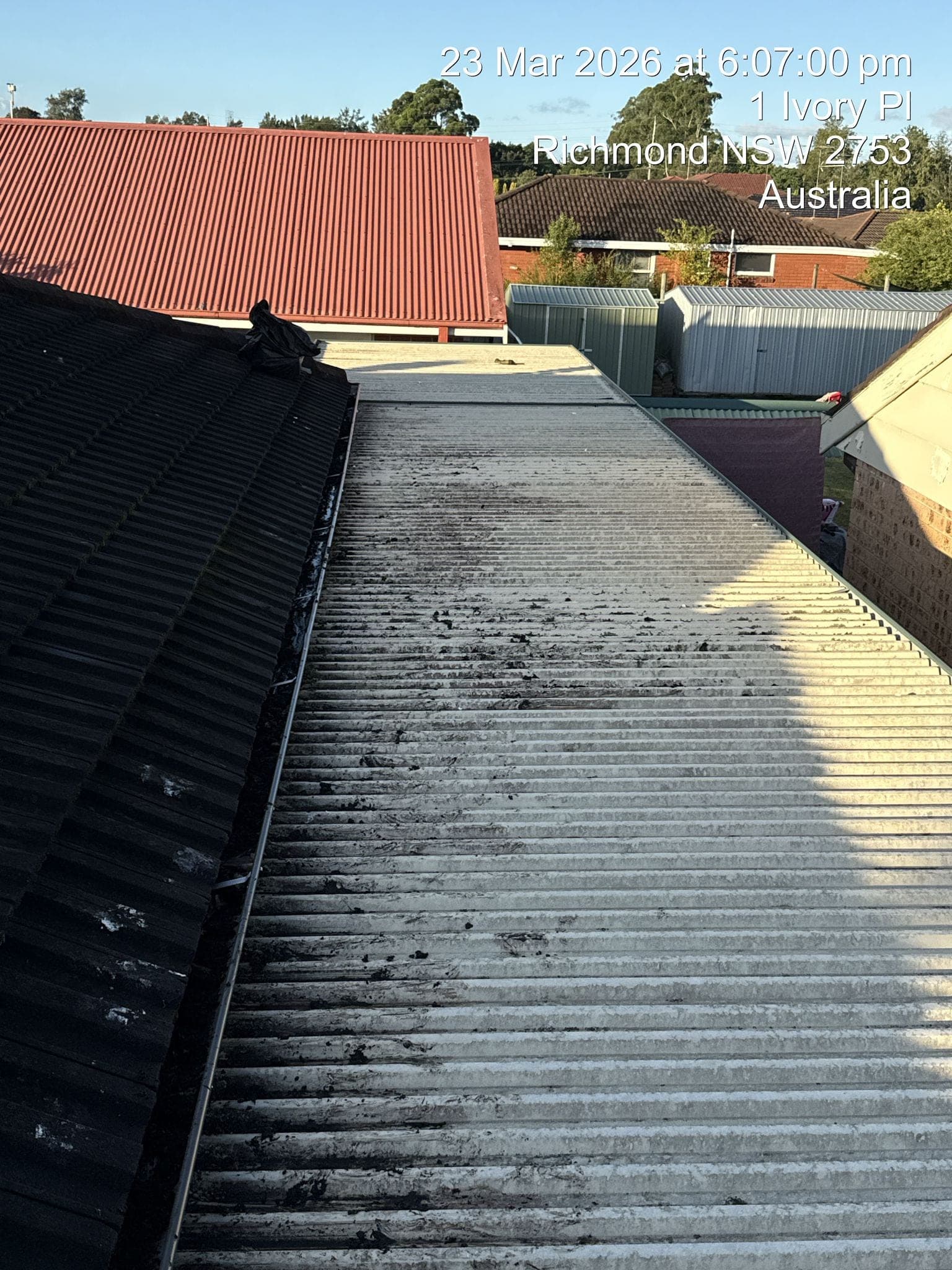 Repaired Colorbond corrugated roof after emergency repair Richmond NSW