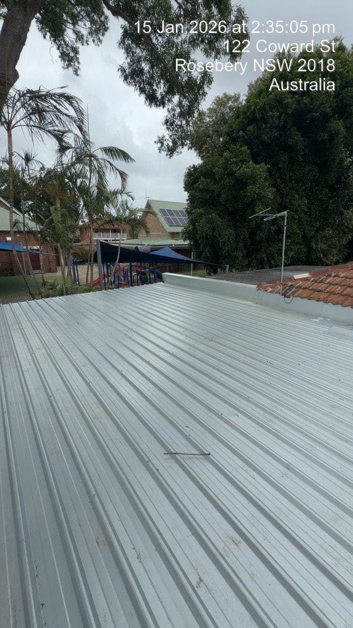Completed new Colorbond steel roof replacement Rosebery Sydney